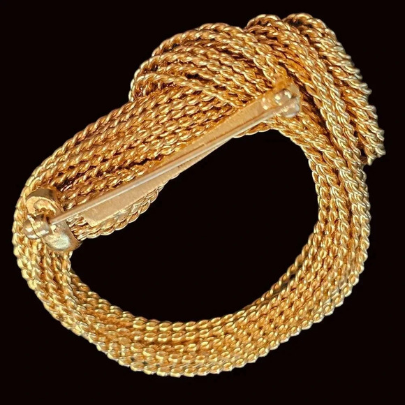 Vtg Brooch Napier 2 inch 1960’s Twisted Rope Gold Tone Knot Pin  Signed Feminine - Picture 5 of 10
